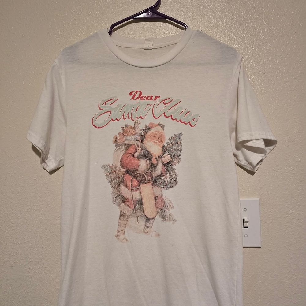 White 'Dear Santa Claus' Graphic T-Shirt